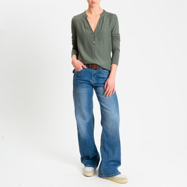 Zeroassoluto-Camicia chester doppio tessuto - militare