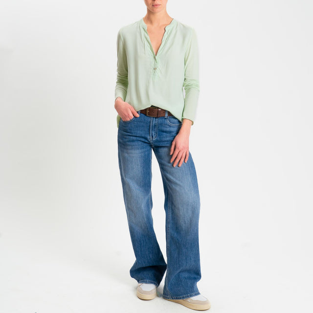 Zeroassoluto-Camicia chester doppio tessuto - mint