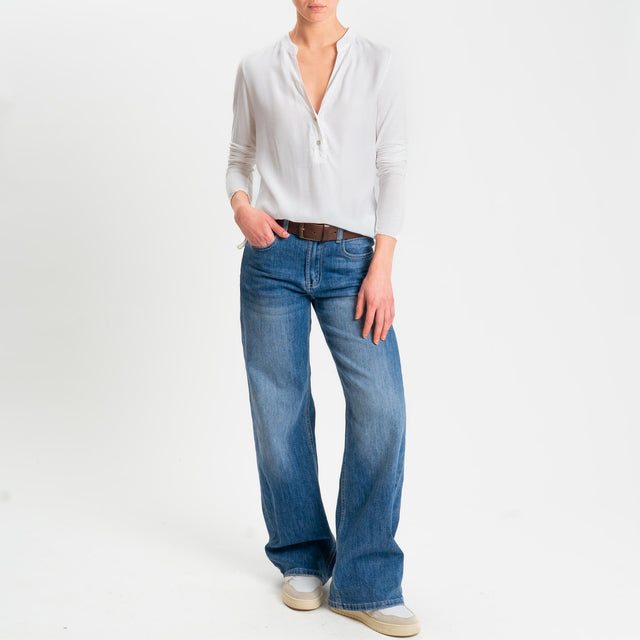 Zeroassoluto-Camicia chester doppio tessuto - panna