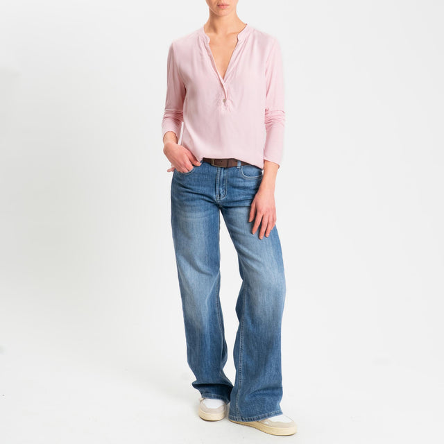 Zeroassoluto-Camicia chester doppio tessuto - pink