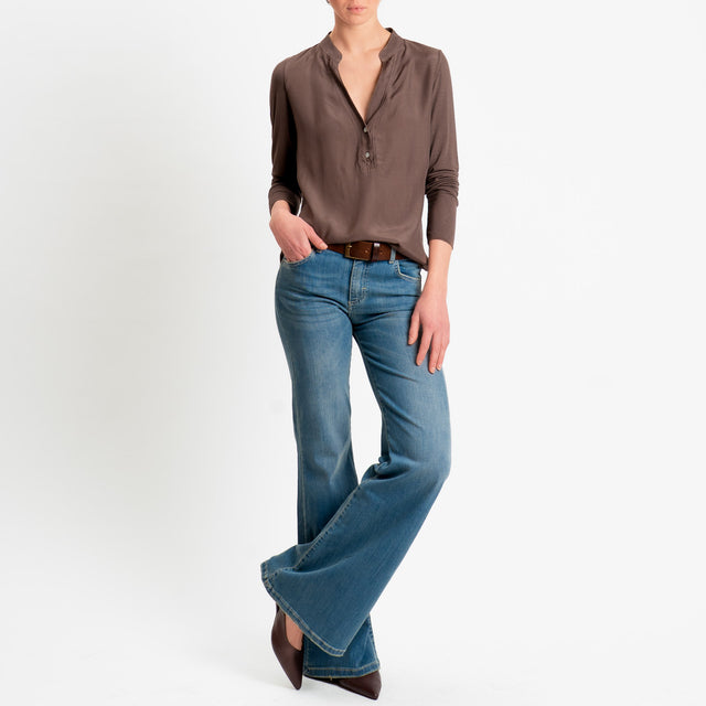 Zeroassoluto-Camicia chester doppio tessuto - choco