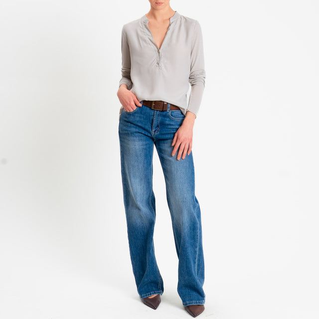 Zeroassoluto-Camicia chester doppio tessuto - sand