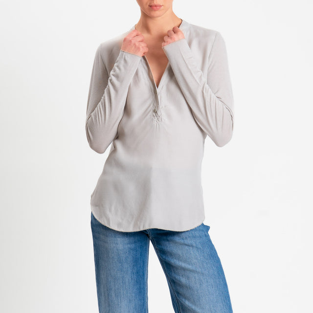 Zeroassoluto-Camicia chester doppio tessuto - sand