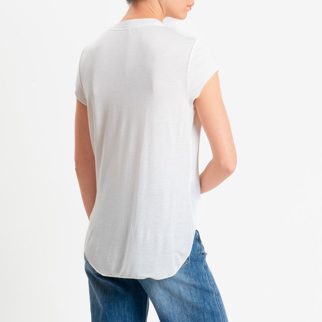 Zeroassoluto-Camicia chester mezza manica doppio tessuto - panna