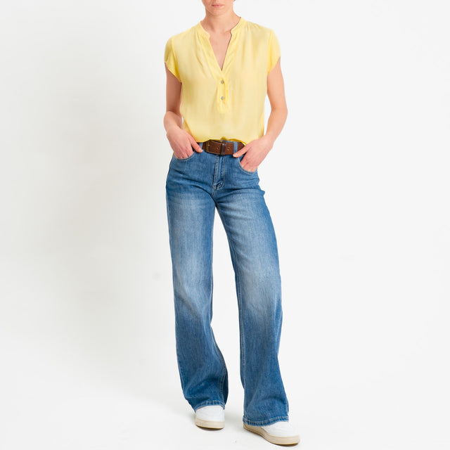 Zeroassoluto-Camicia chester mezza manica doppio tessuto - mimosa