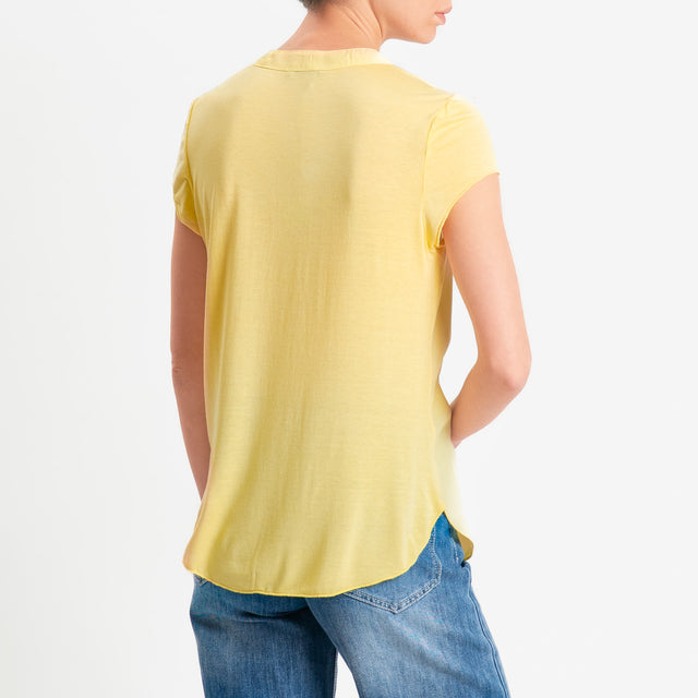 Zeroassoluto-Camicia chester mezza manica doppio tessuto - mimosa