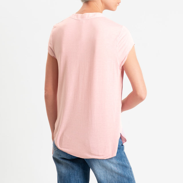 Zeroassoluto-Camicia chester mezza manica doppio tessuto - pink