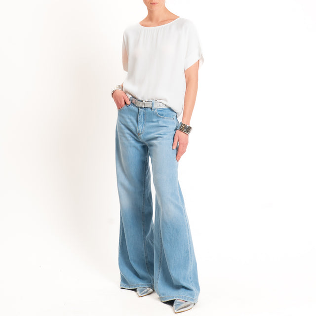 Zeroassoluto-Blusa scatolina 100% viscosa - panna