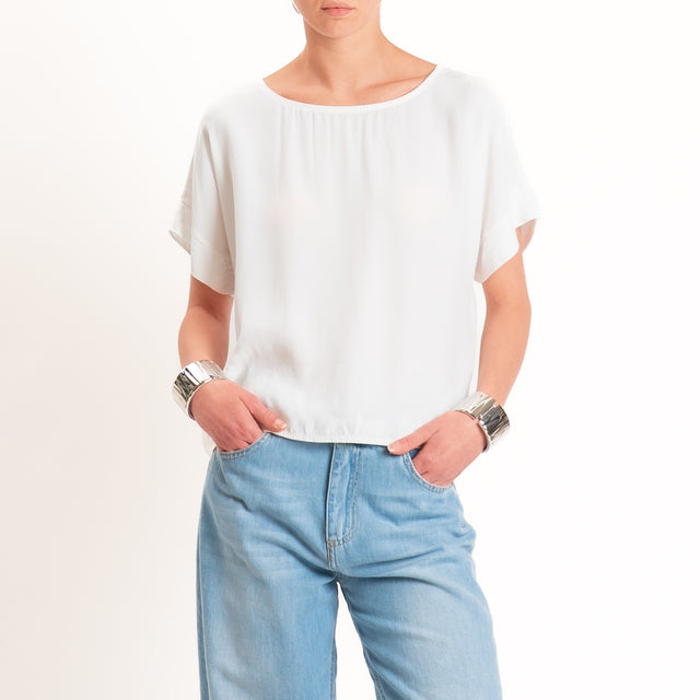 Zeroassoluto-Blusa scatolina 100% viscosa - panna