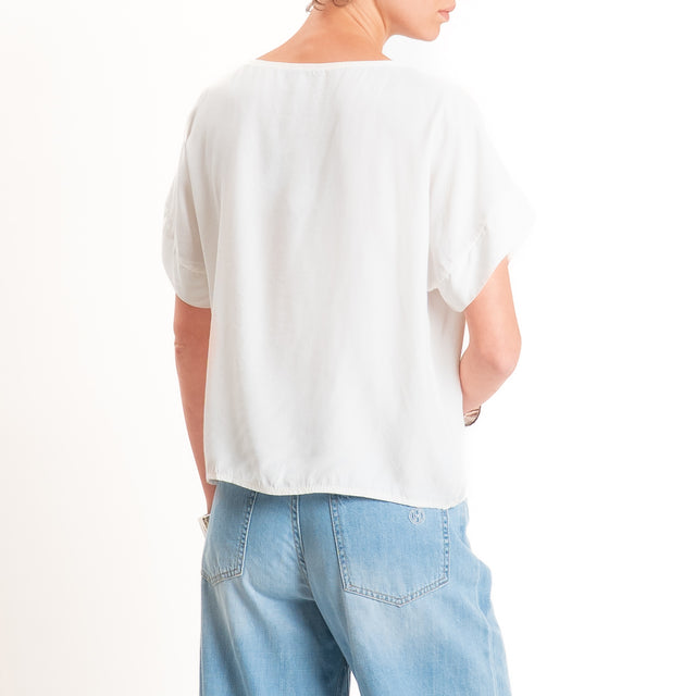 Zeroassoluto-Blusa scatolina 100% viscosa - panna