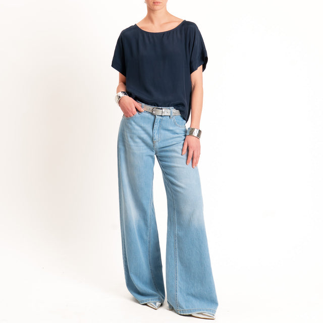 Zeroassoluto-Blusa scatolina 100% viscosa - blu