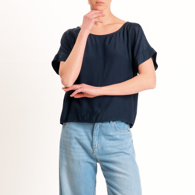 Zeroassoluto-Blusa scatolina 100% viscosa - blu
