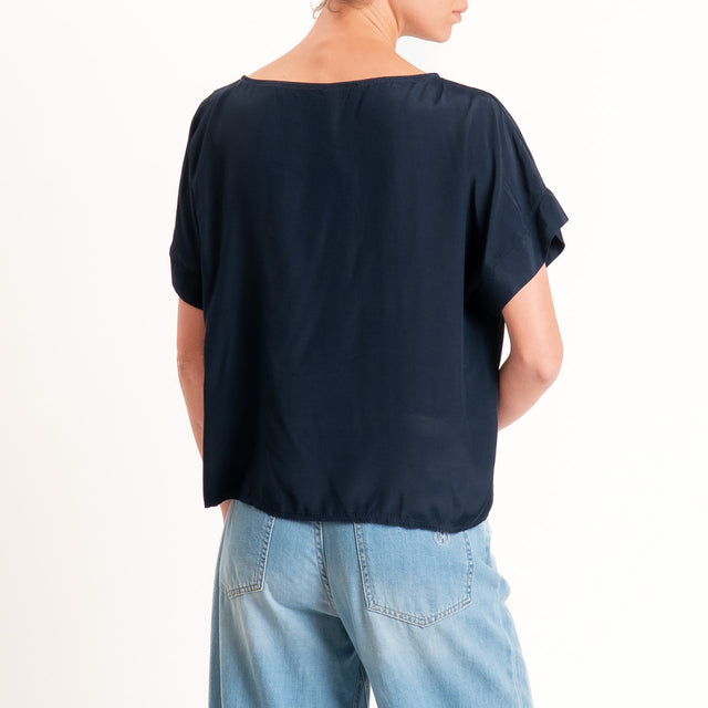Zeroassoluto-Blusa scatolina 100% viscosa - blu