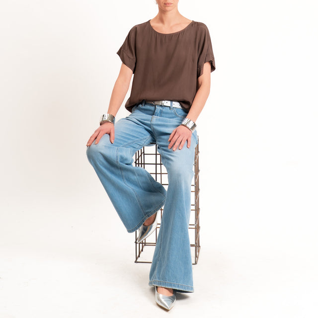 Zeroassoluto-Blusa scatolina 100% viscosa - choco