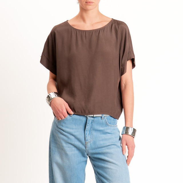 Zeroassoluto-Blusa scatolina 100% viscosa - choco