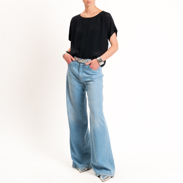 Zeroassoluto-Blusa scatolina 100% viscosa - nero