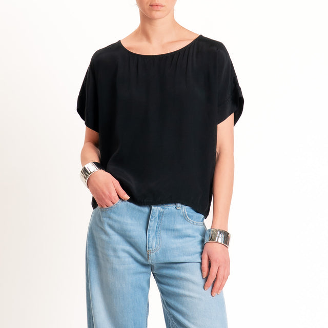 Zeroassoluto-Blusa scatolina 100% viscosa - nero