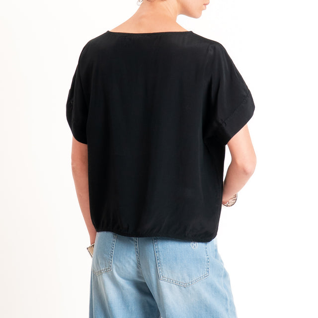 Zeroassoluto-Blusa scatolina 100% viscosa - nero