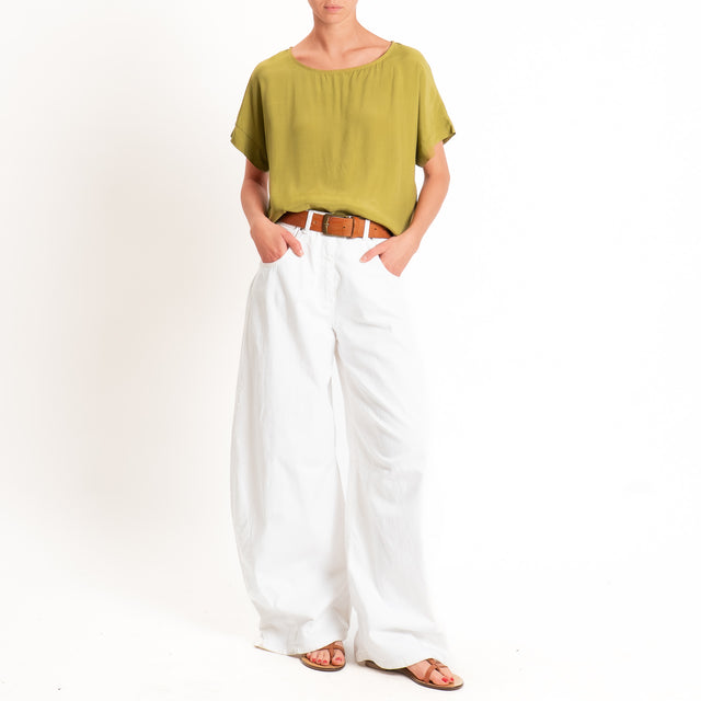 Zeroassoluto-Blusa scatolina 100% viscosa - olive