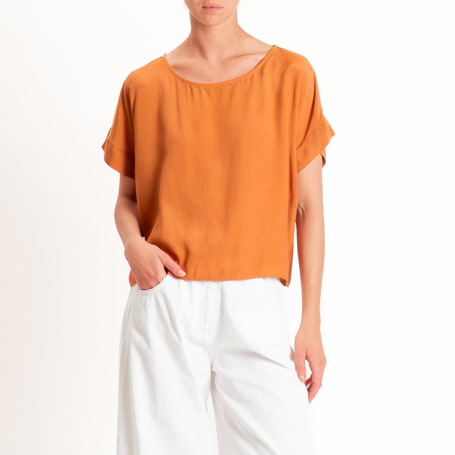 Zeroassoluto-Blusa scatolina 100% viscosa - rust