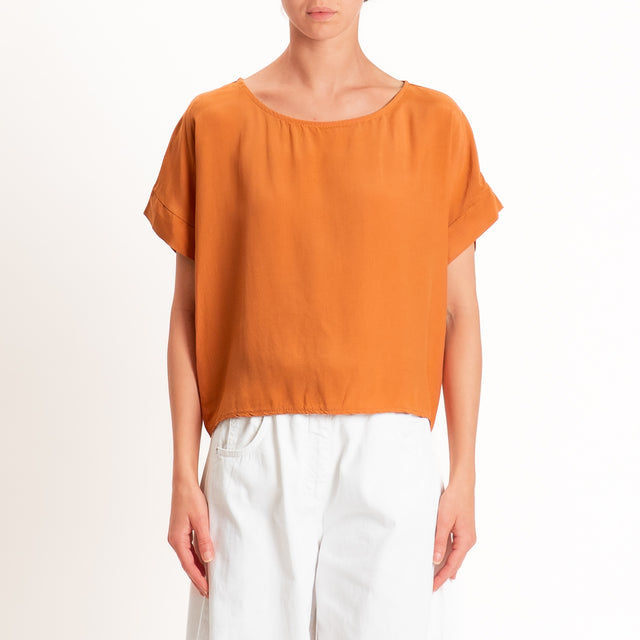 Zeroassoluto-Blusa scatolina 100% viscosa - rust