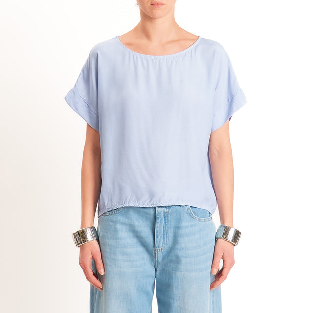 Zeroassoluto-Blusa scatolina 100% viscosa - sky