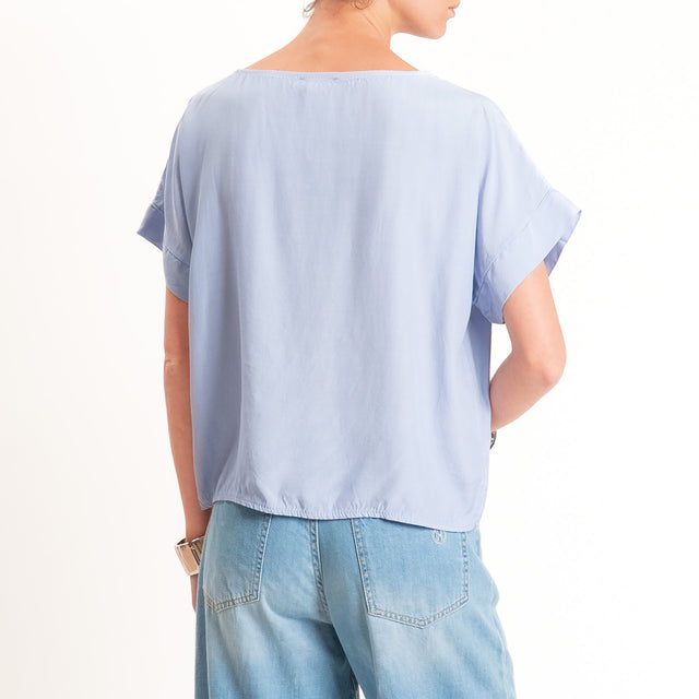 Zeroassoluto-Blusa scatolina 100% viscosa - sky