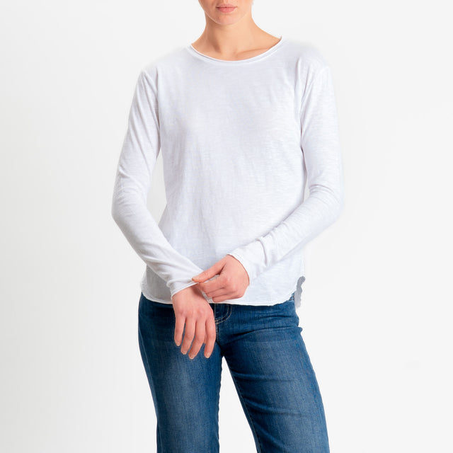 Zeroassoluto-T-shirt girocollo cotone fiammato - bianco