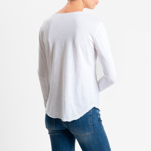 Zeroassoluto-T-shirt girocollo cotone fiammato - bianco