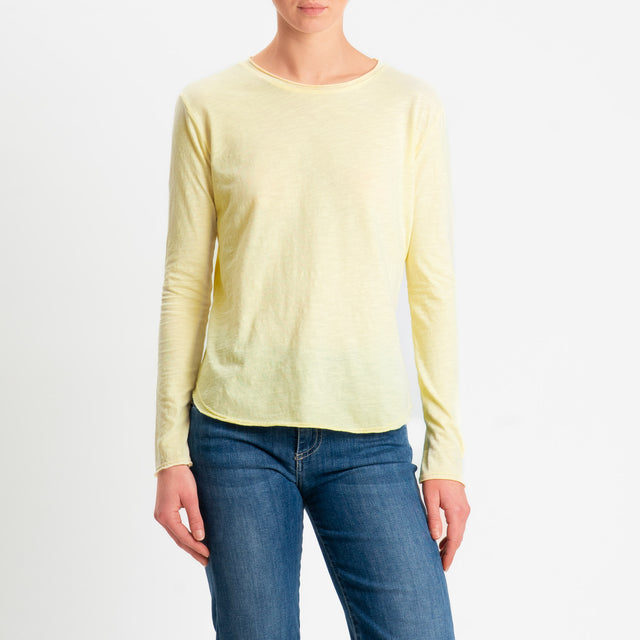 Zeroassoluto-T-shirt girocollo cotone fiammato - yellow