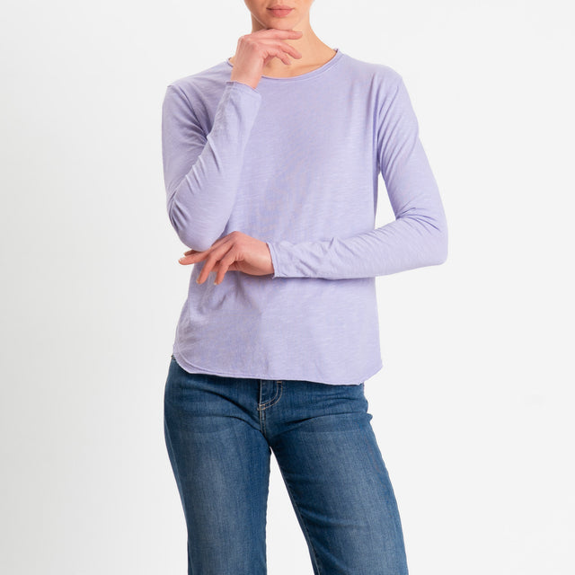 Zeroassoluto-T-shirt girocollo cotone fiammato - glicine