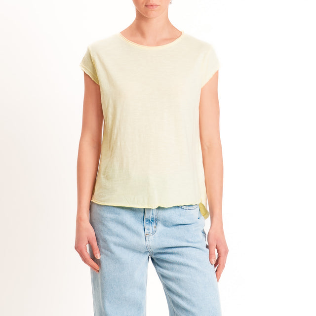 Zeroassoluto-T-shirt mezza manica taglio vivo - yellow