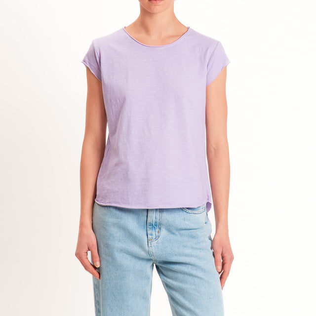 Zeroassoluto-T-shirt mezza manica taglio vivo - glicine