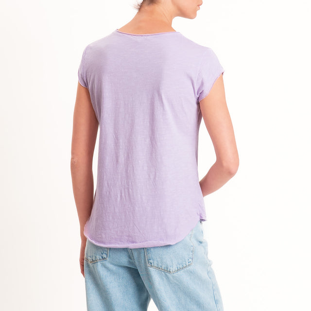 Zeroassoluto-T-shirt mezza manica taglio vivo - glicine