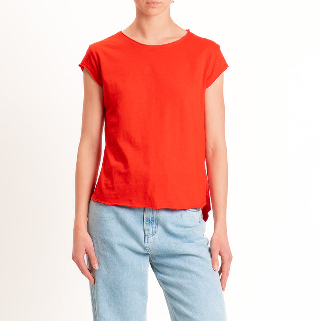Zeroassoluto-T-shirt mezza manica taglio vivo - lacca