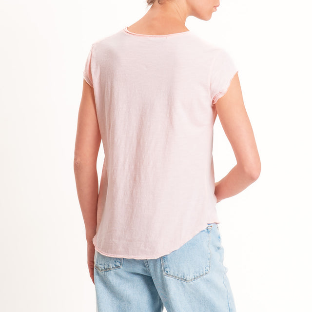 Zeroassoluto-T-shirt mezza manica taglio vivo - pink