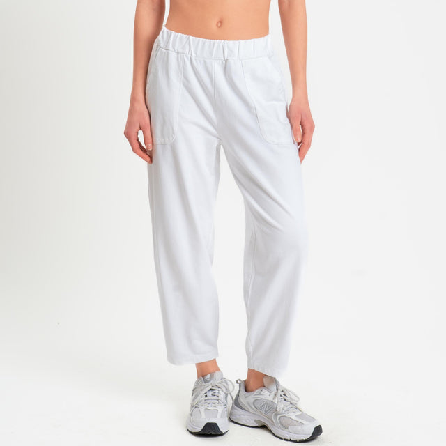 Zeroassoluto-Pantalone mom fit felpa light - bianco