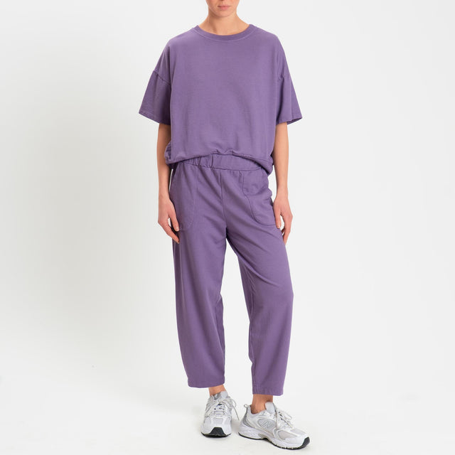 Zeroassoluto-Pantalone mom fit felpa light - lavanda