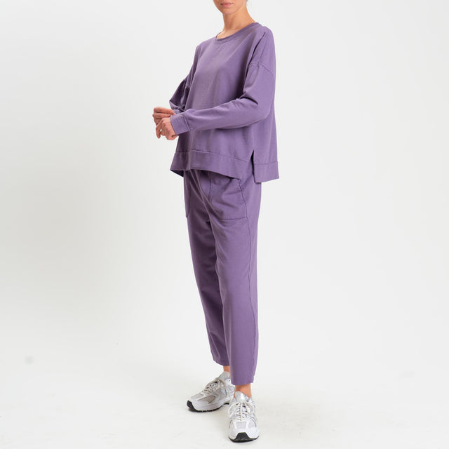 Zeroassoluto-Pantalone mom fit felpa light - lavanda