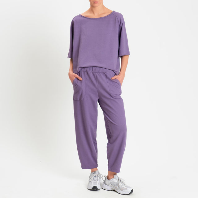 Zeroassoluto-Pantalone mom fit felpa light - lavanda