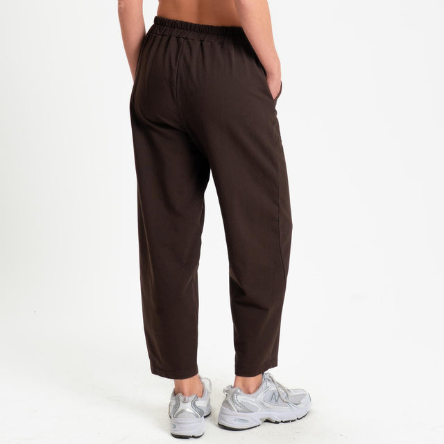 Zeroassoluto-Pantalone mom fit felpa light - moro