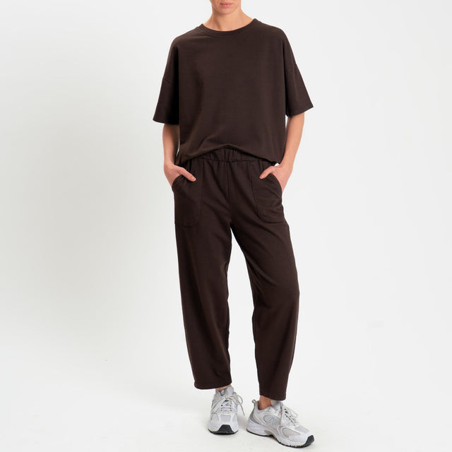 Zeroassoluto-Pantalone mom fit felpa light - moro