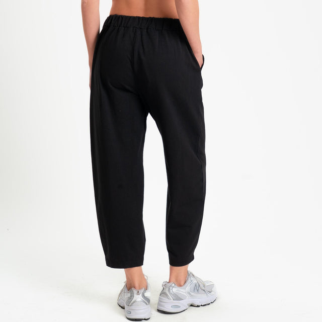 Zeroassoluto-Pantalone mom fit felpa light - nero