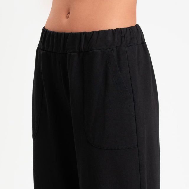 Zeroassoluto-Pantalone mom fit felpa light - nero