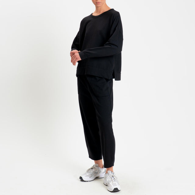 Zeroassoluto-Pantalone mom fit felpa light - nero