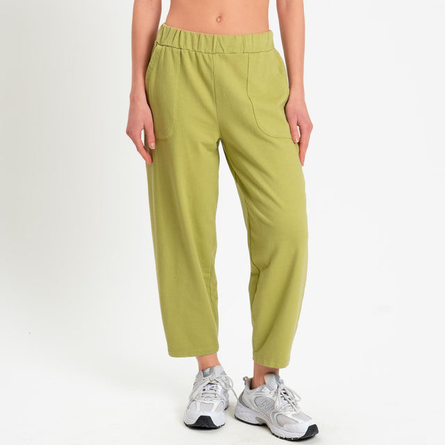 Zeroassoluto-Pantalone mom fit felpa light - pistacchio