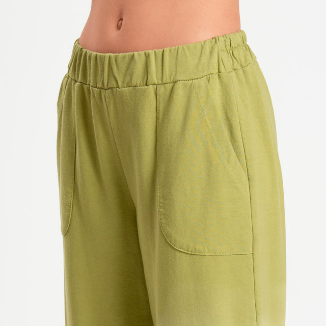 Zeroassoluto-Pantalone mom fit felpa light - pistacchio
