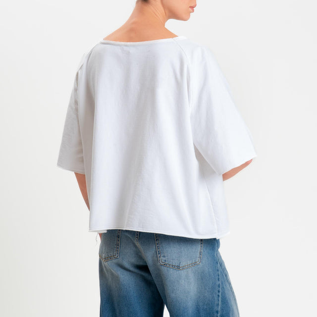 Zeroassoluto-Felpa light taglio vivo manica scesa - bianco