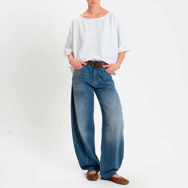 Zeroassoluto-Felpa light taglio vivo manica scesa - bianco