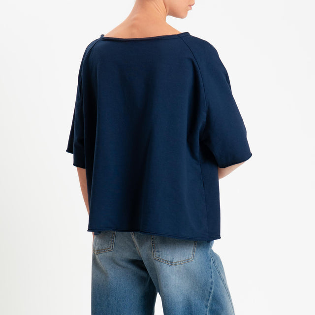 Zeroassoluto-Felpa light taglio vivo manica scesa - blu